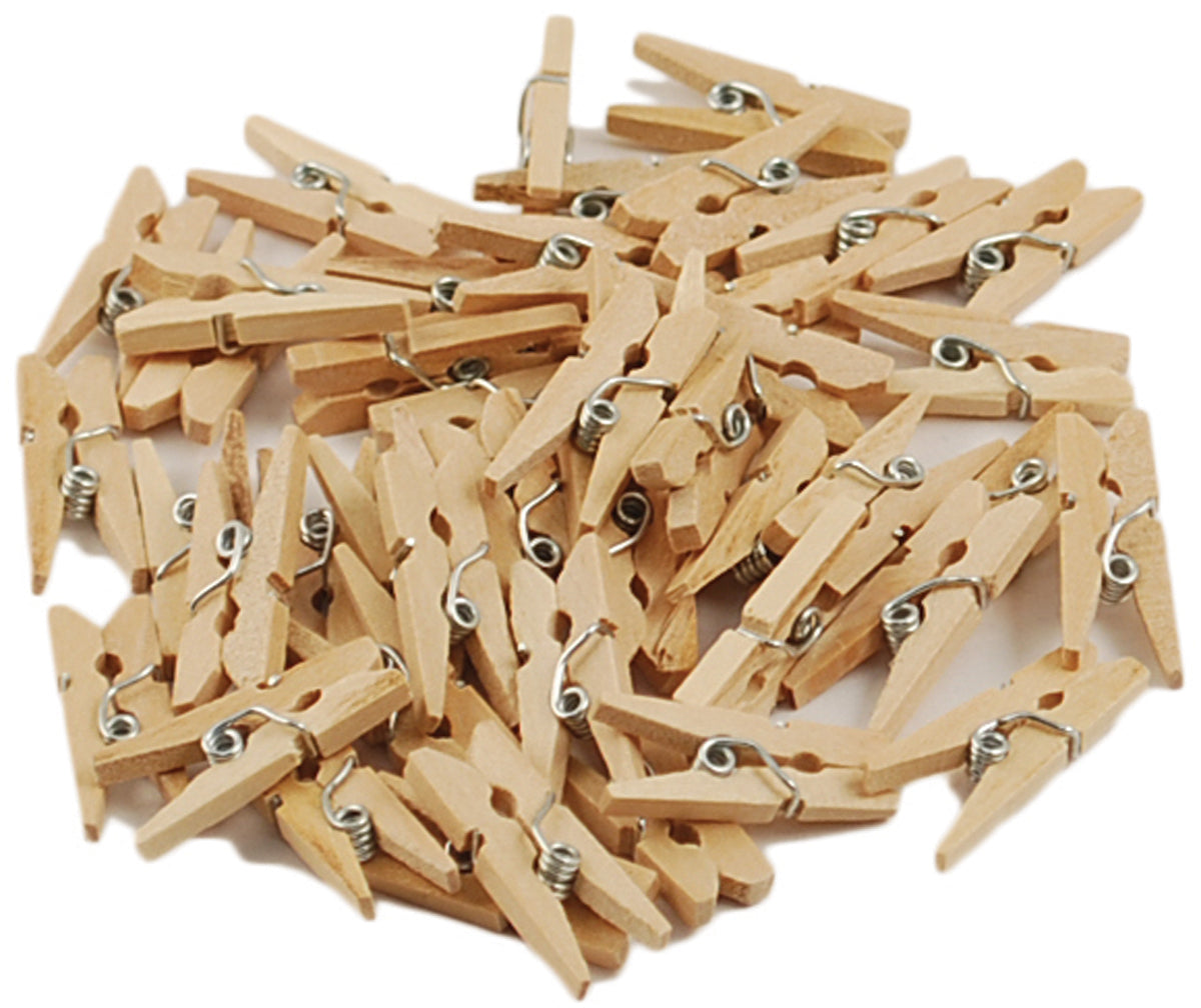 Mini Wood Clothespins Natural 1" 45/Pkg