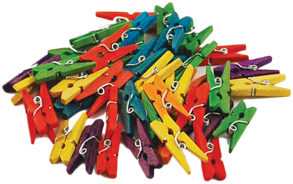 Mini Wood Clothespins Colored 1" 45/Pkg
