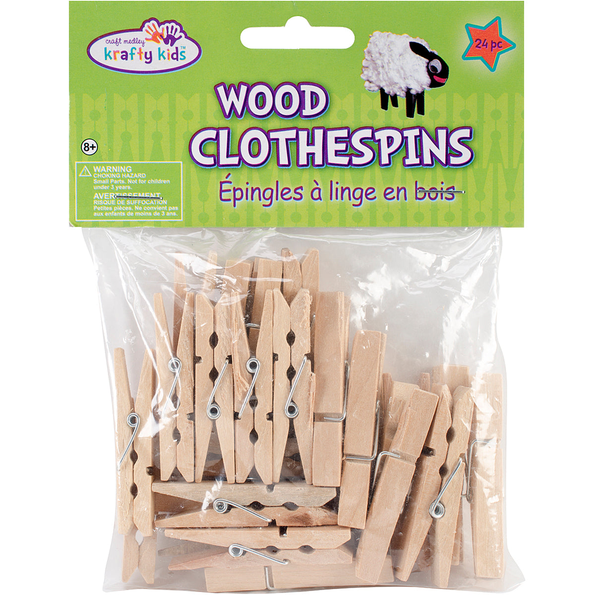 Wood Clothespins Natural 1.875" 24/Pkg