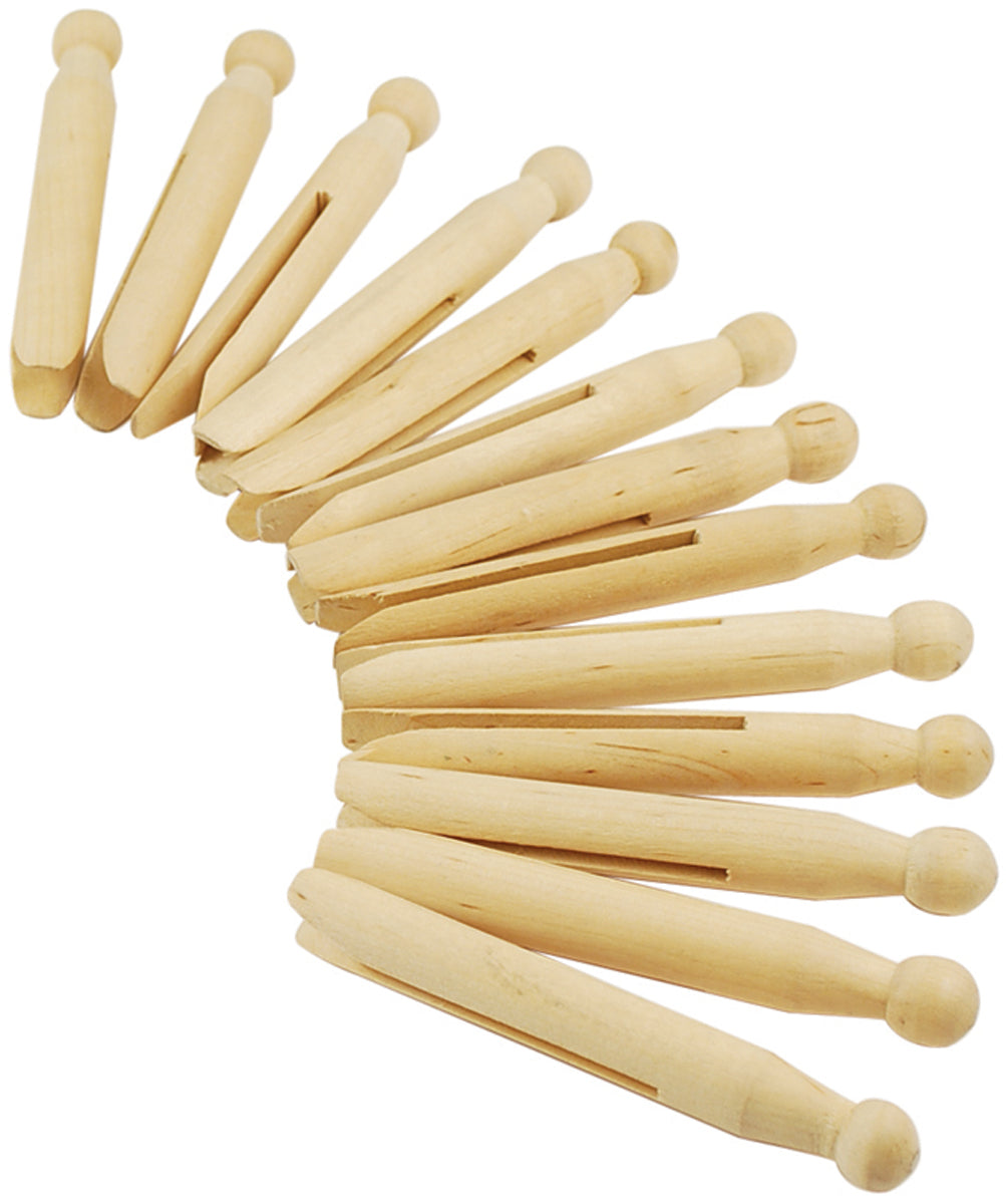 Wood Doll-Peg Clothespins Round Natural 4.25" 6/Pkg