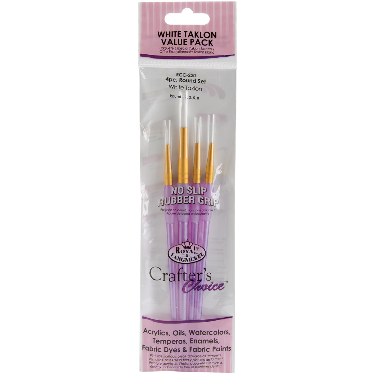 Crafter's Choice White Taklon Brush Set 4/Pkg