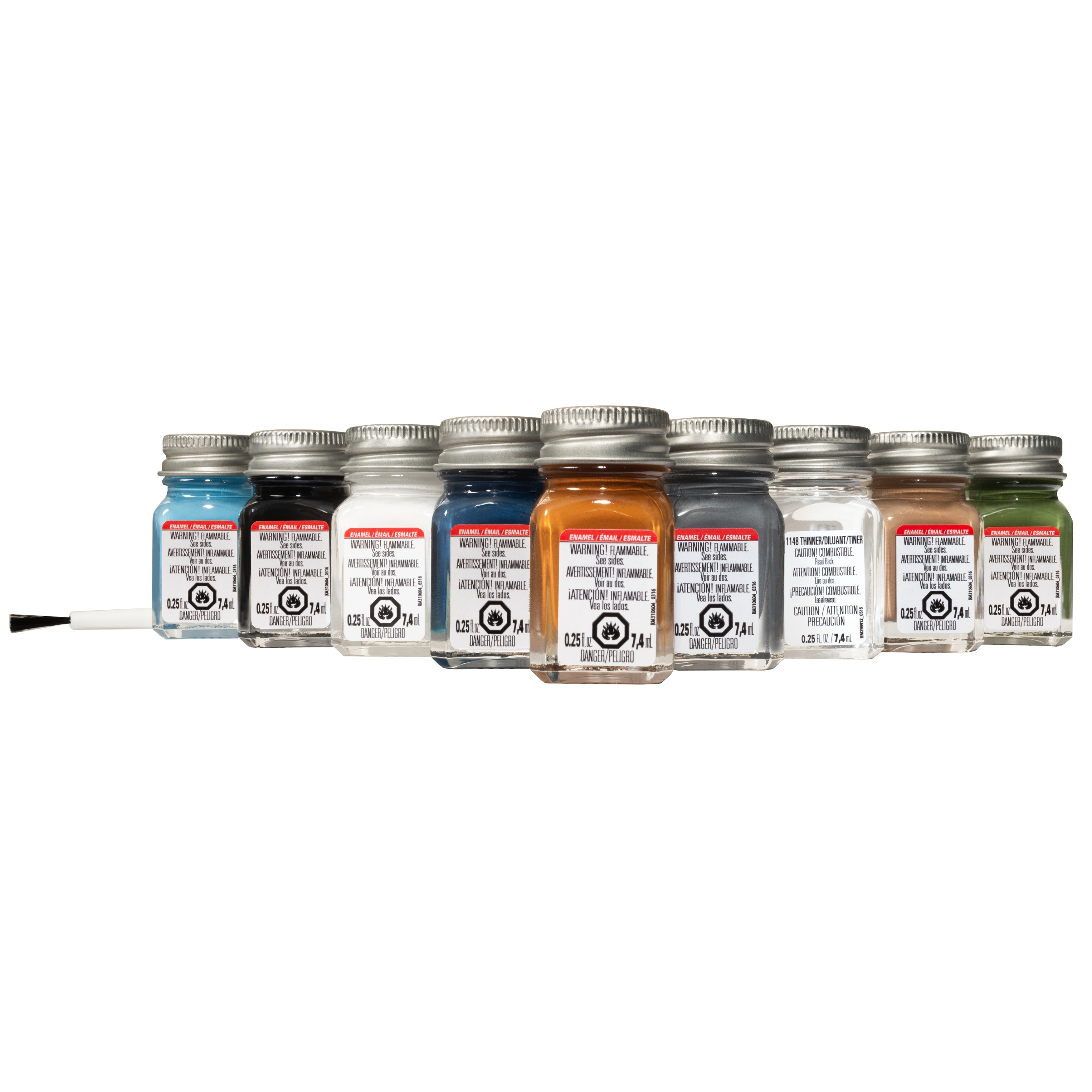 Military Flat Enamel Paint Set (8 Colors & Thinner)