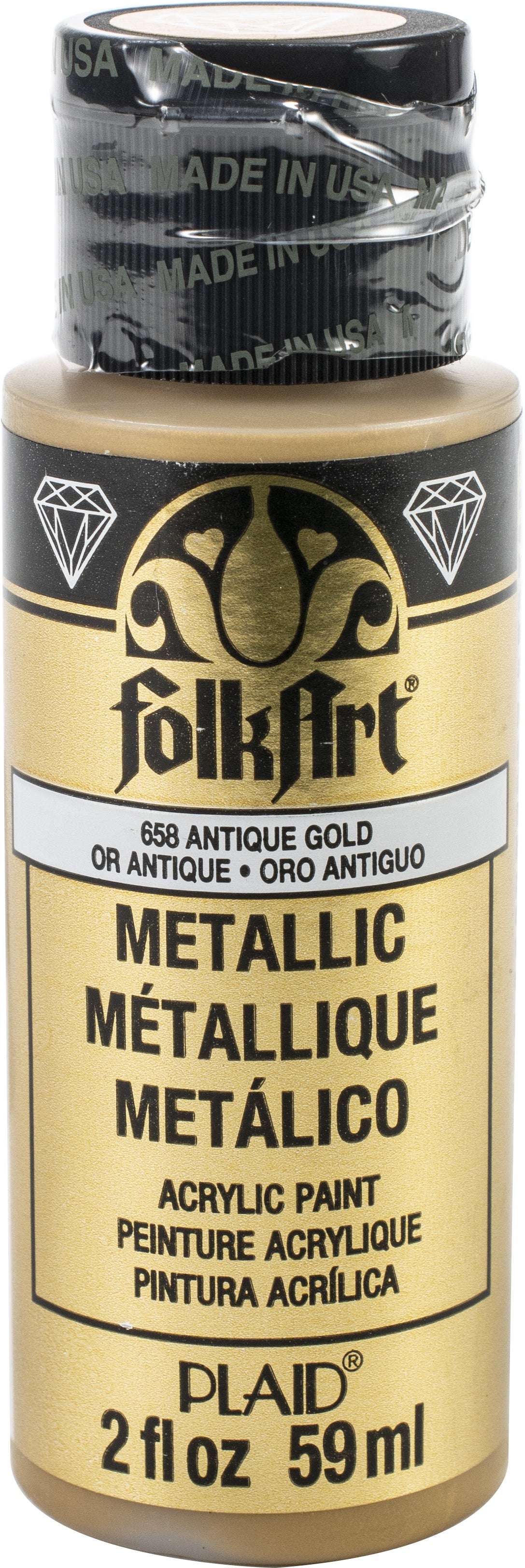 FolkArt Metallic Acrylic Paint 2oz Antique Gold