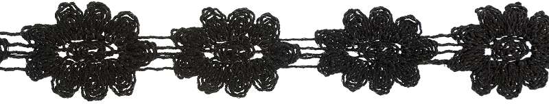 Crocheted Floral Trim 1-1/8"X10yd Black