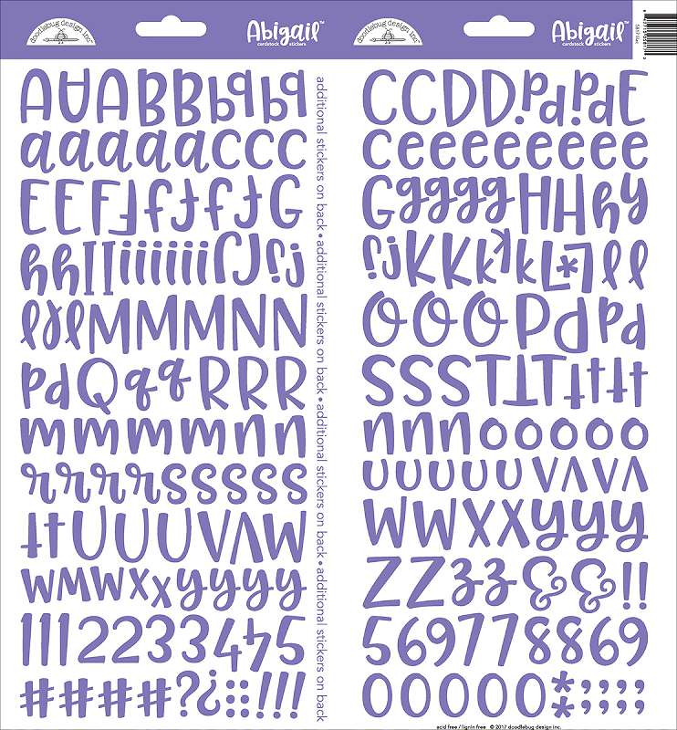 Abigail Font Cardstock Alpha Stickers 6"X13" 2/Pkg Lilac