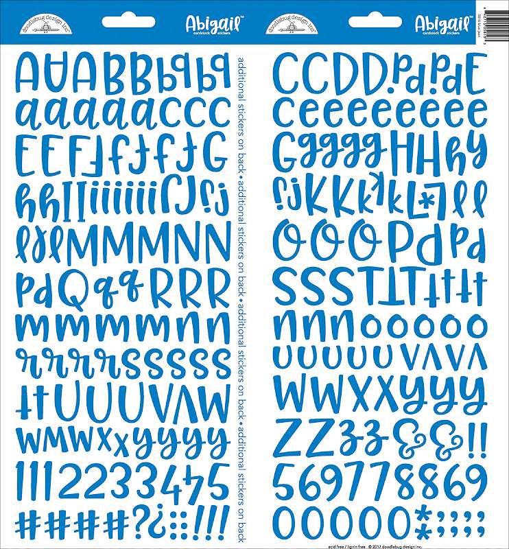 Abigail Font Cardstock Alpha Stickers 6"X13" 2/Pkg Blue Jean