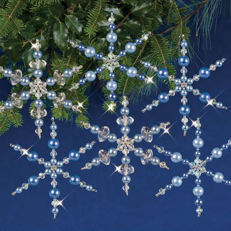 Nostalgic Christmas Beaded Crystal Ornament Kit Blue Snowflakes