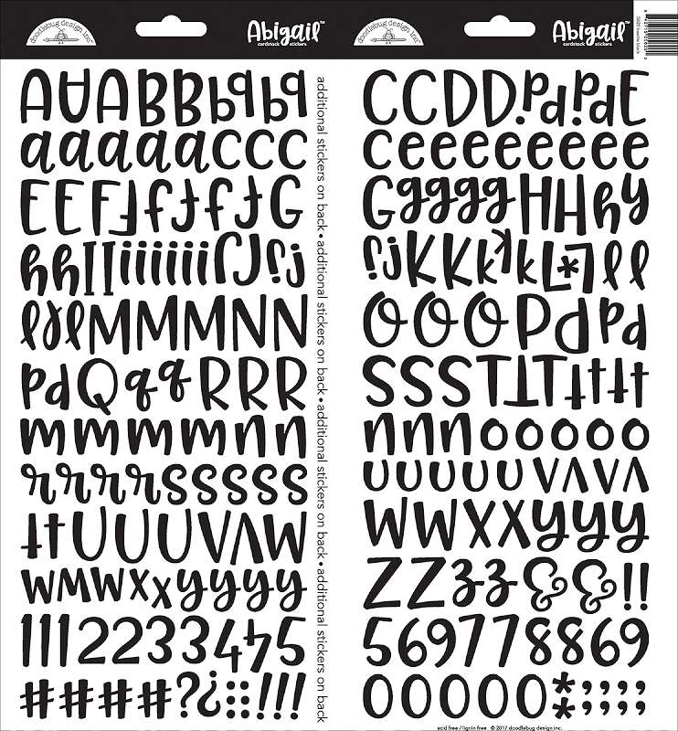Abigail Font Cardstock Alpha Stickers 6"X13" 2/Pkg Beetle Black