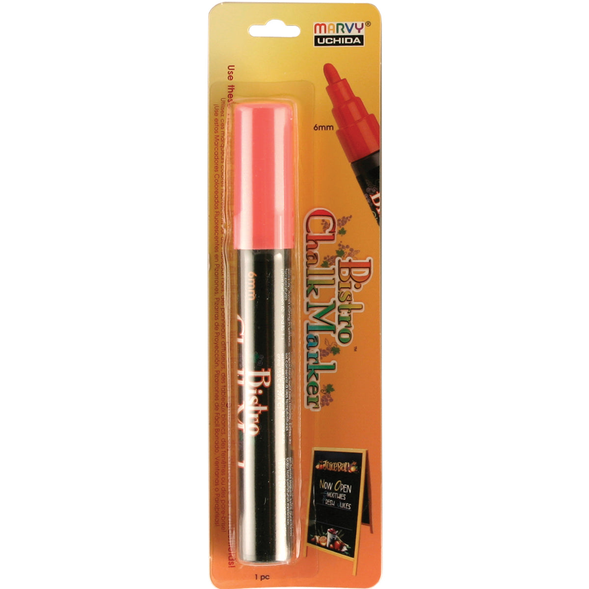 Bistro Chalk Marker 6mm Bullet Tip Fluorescent Red