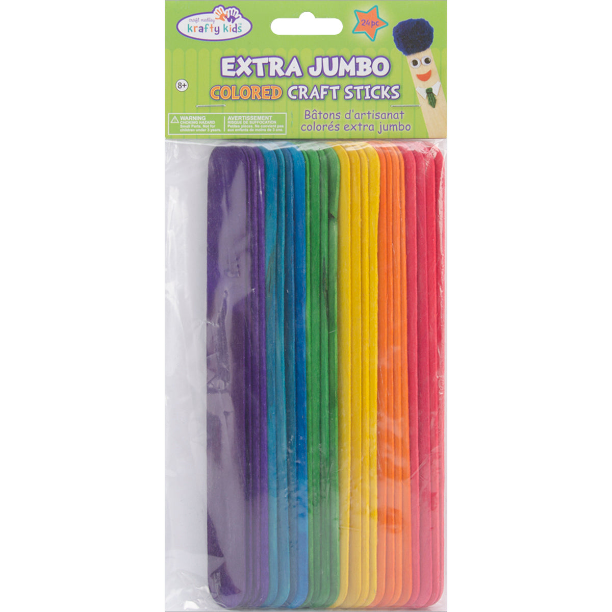 Extra Jumbo Craft Sticks Colored 7.875" 24/Pkg