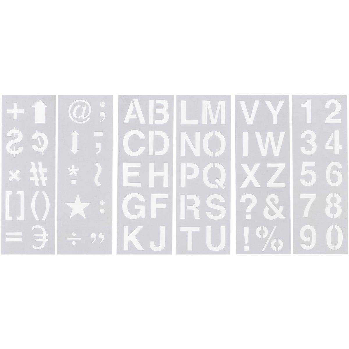 Stencil Sheet Set 13"X4.5" 6/Pkg Alphabet, Numbers & Symbols 2"
