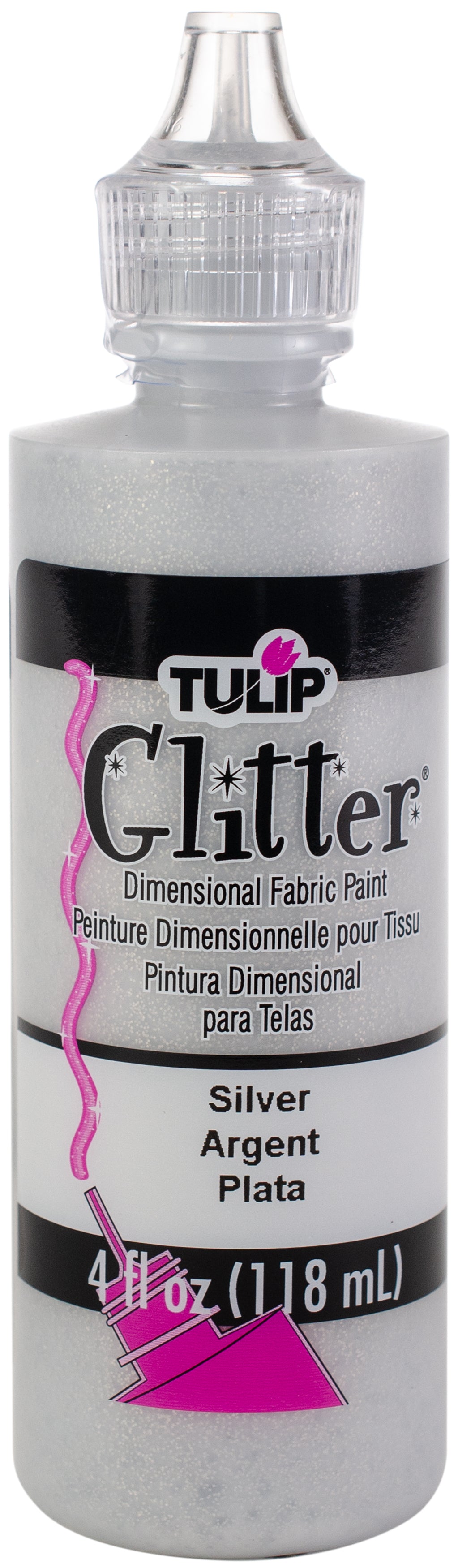 Tulip Dimensional Fabric Paint 4oz Glitter - Silver