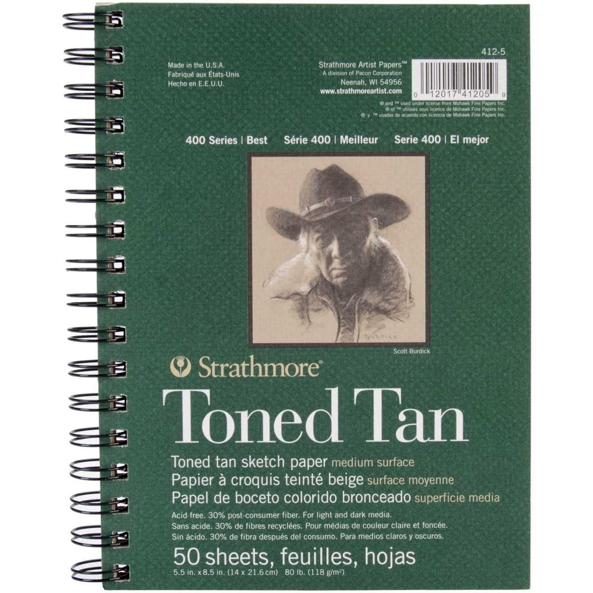 Strathmore Toned Sketch Spiral Paper Pad 5.5"X8.5" Tan 50 Sheets