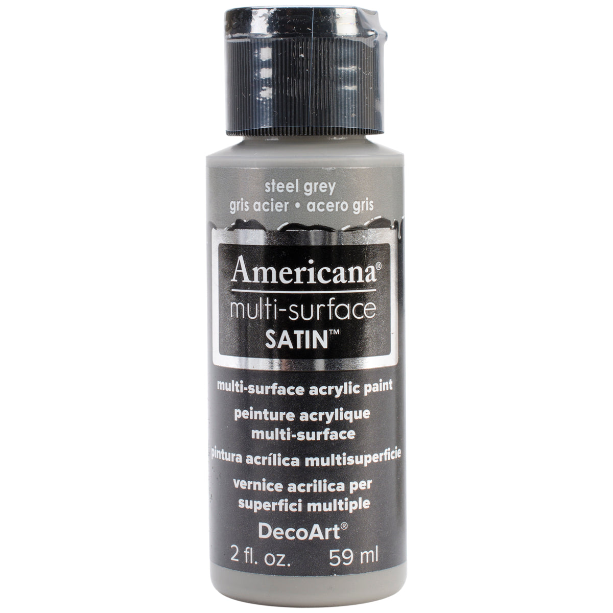 Americana Multi-Surface Satin Acrylic Paint 2oz Steel Grey