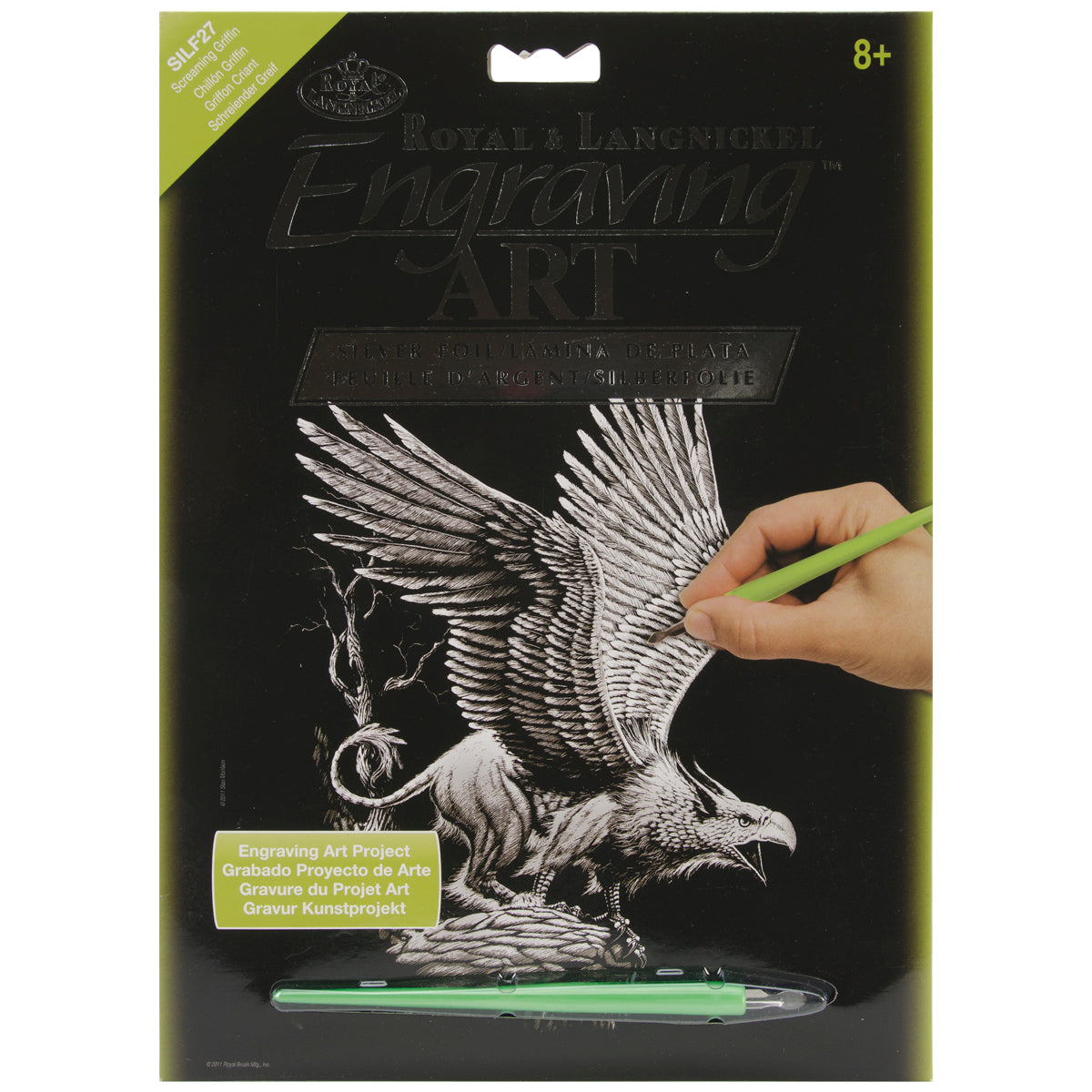 Silver Foil Engraving Art Kit 8"X10" Screaming Griffin