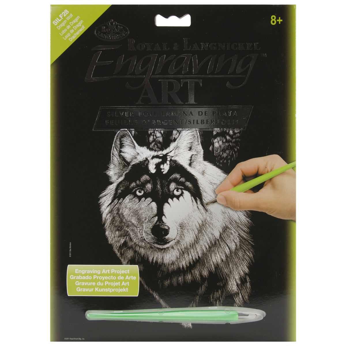 Silver Foil Engraving Art Kit 8"X10" Dragon Wolf