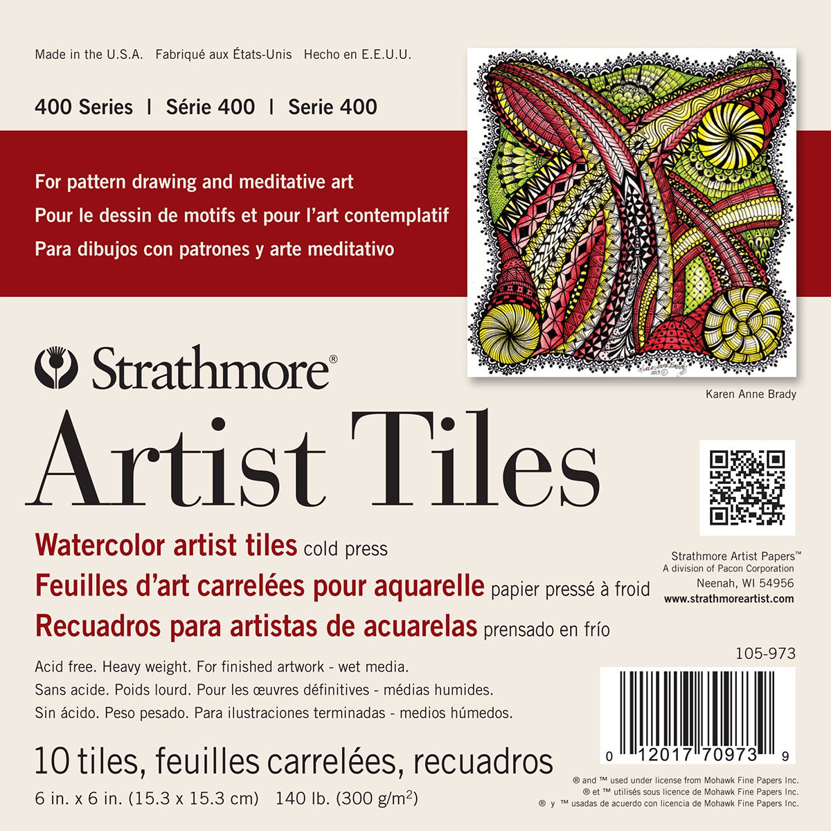 Strathmore Artist Tiles 6"X6" 10/Pkg Watercolor