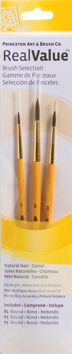 Natural Camel Real Value Brush Set-3/Pkg