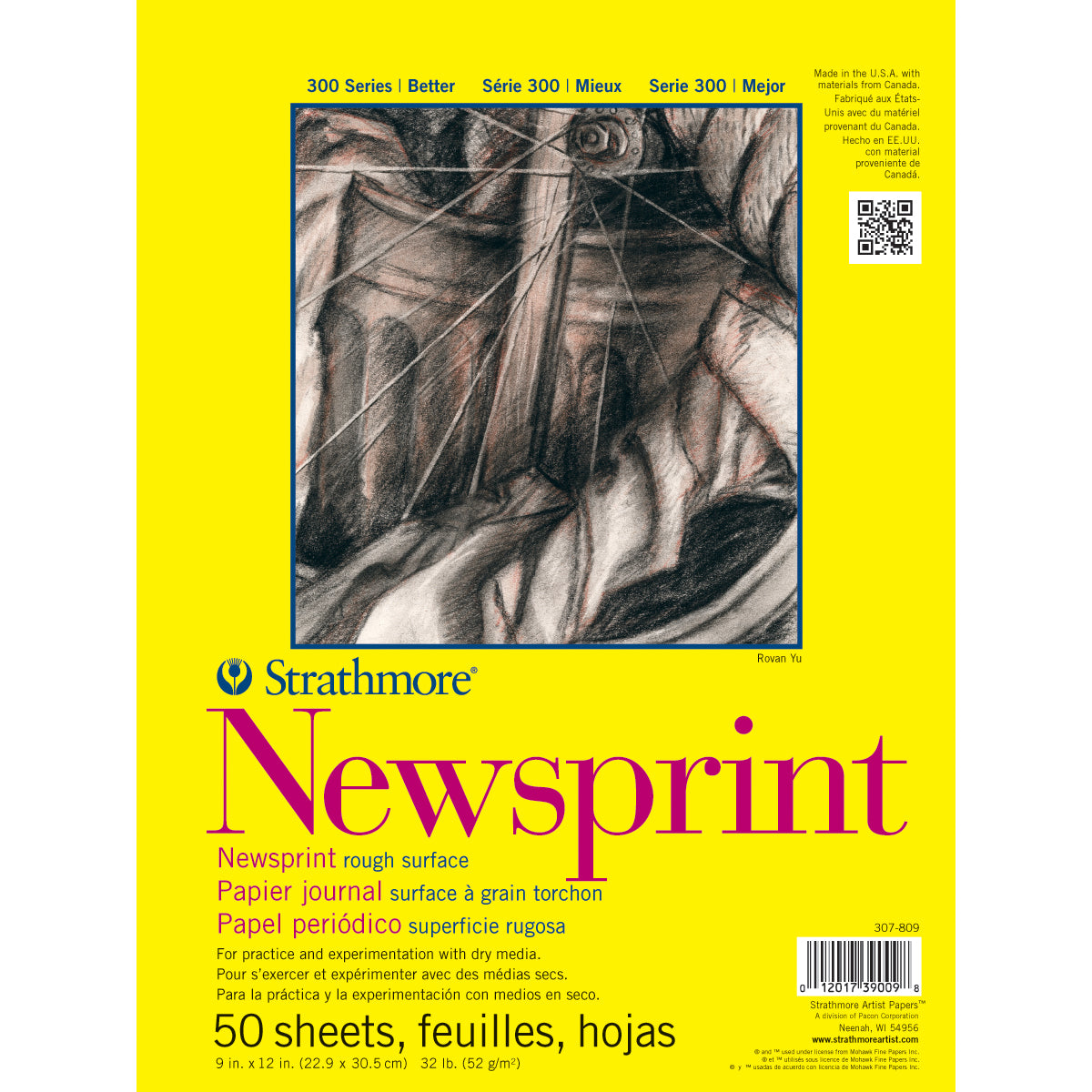 Strathmore Rough Newsprint Paper Pad 9"X12" 50 Sheets