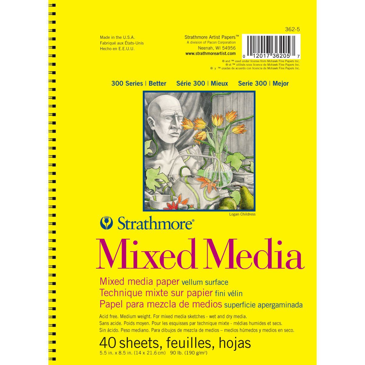 Strathmore Mixed Media Vellum Spiral Paper Pad 5.5"X8.5" 40 Sheets