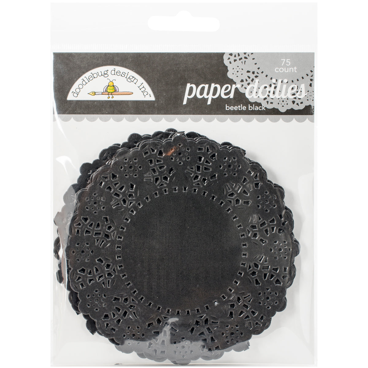 Doodlebug Doilies 4.5" 75/Pkg Beetle Black