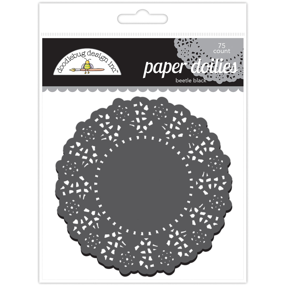 Doodlebug Doilies 4.5" 75/Pkg Beetle Black