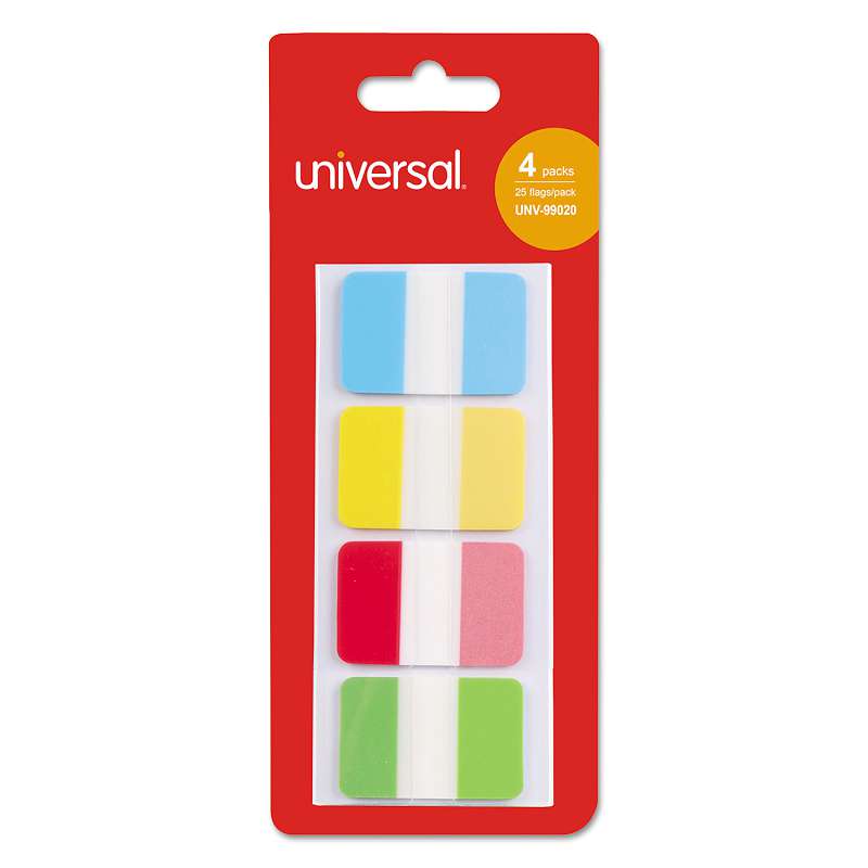 Universal® Self Stick Index Tab, 1", Assorted Colors, 100/Pack