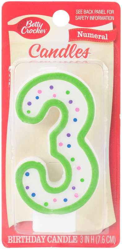 Betty Crocker Numeral Candle #3
