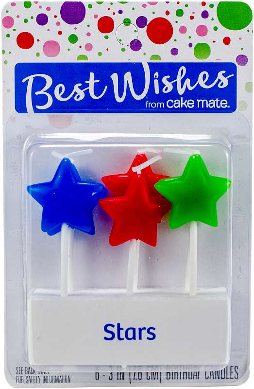 Best Wishes By Cake Mate Birthday Candles 6/Pkg Star Light