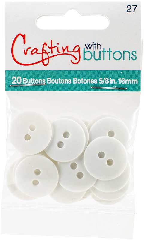 Blumenthal Small Color Buttons 20/Pkg White 5/8"