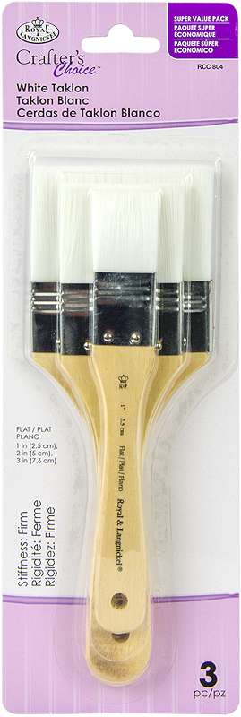 Crafter's Choice White Taklon Large Flat Brush Variety Set 3/Pkg