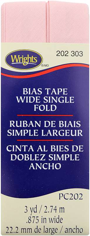 Wrights Single Fold Bias Tape 7/8"X3yd Light Pink