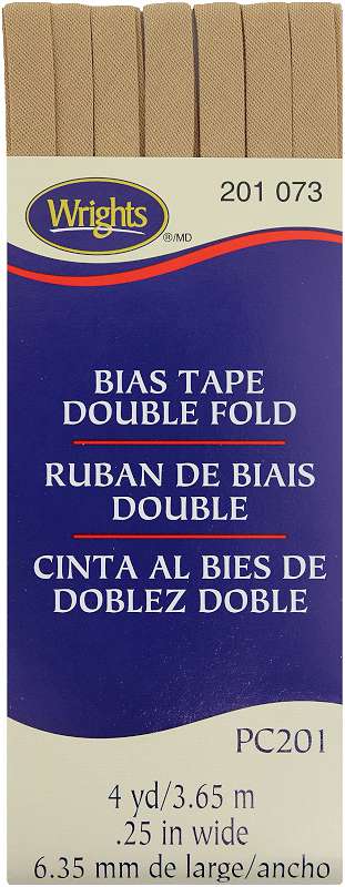 Wrights Double Fold Bias Tape 1/4"X4yd Tan