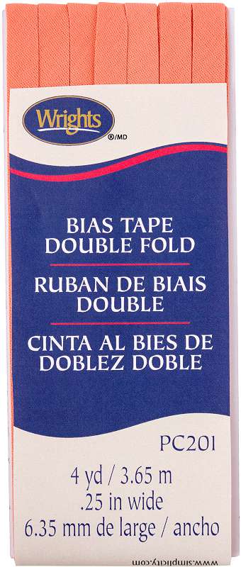 Wrights Double Fold Bias Tape 1/4"X4yd Coral