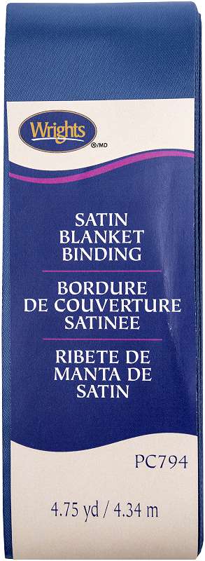 Wrights Single Fold Satin Blanket Binding 2"X4-3/4yd Stone Blue