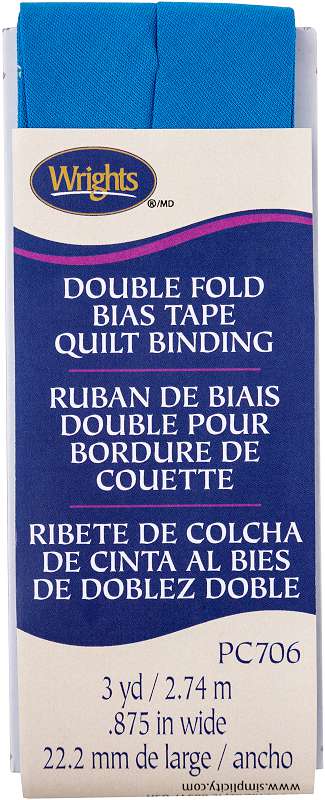 Wrights Double Fold Quilt Binding 7/8"X3yd Teal