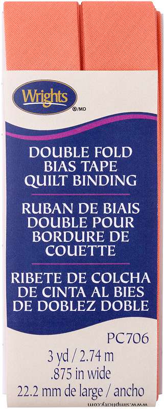 Wrights Double Fold Quilt Binding 7/8"X3yd Coral