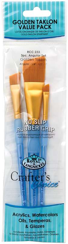 Crafter's Choice Gold Taklon Angular Brush Set 3/Pkg