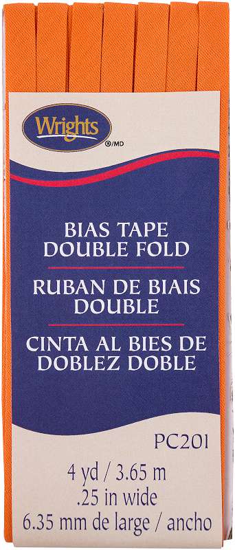 Wrights Double Fold Bias Tape 1/4"X4yd Orange Peel
