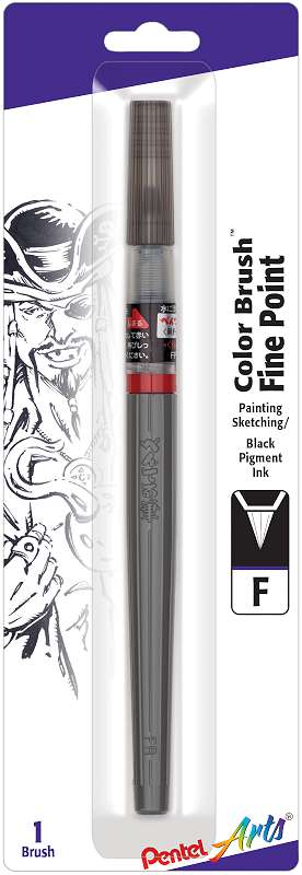 Pentel Arts Color Brush Pen Fine Tip, Black Pigment Ink
