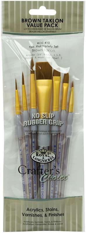 Crafter's Choice Black Taklon Flat Brush Variety Set 7/Pkg