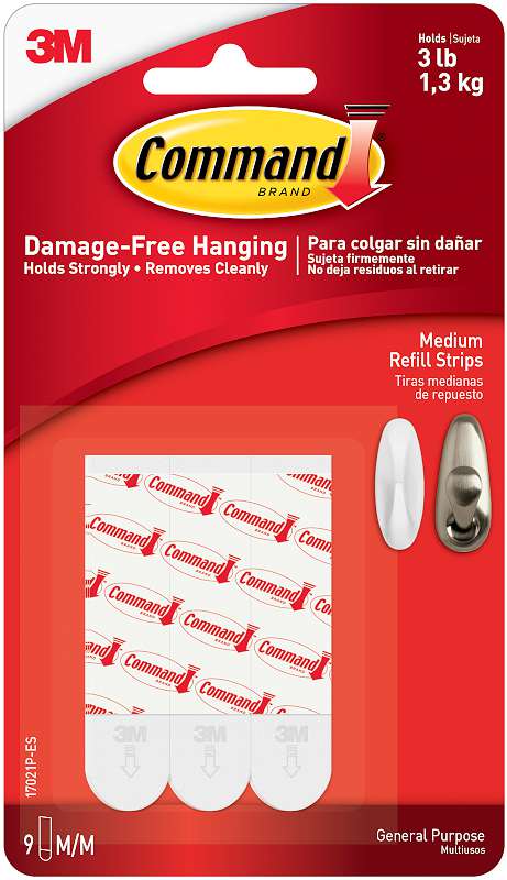 Command Medium Refill Strips 9/Pkg White