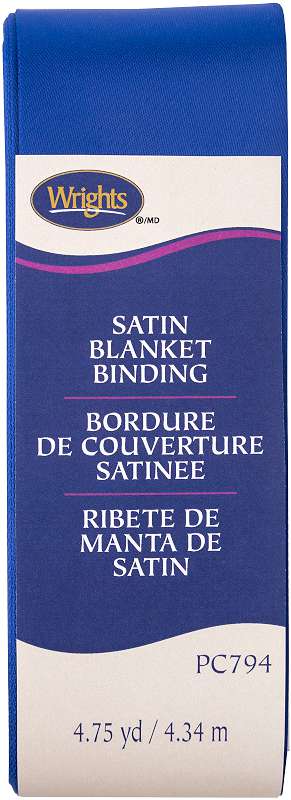 Wrights Single Fold Satin Blanket Binding 2"X4-3/4yd Yale Blue