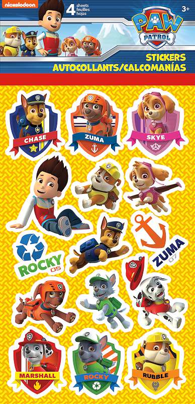 Paw Patrol Standard Stickers 4/Pkg 