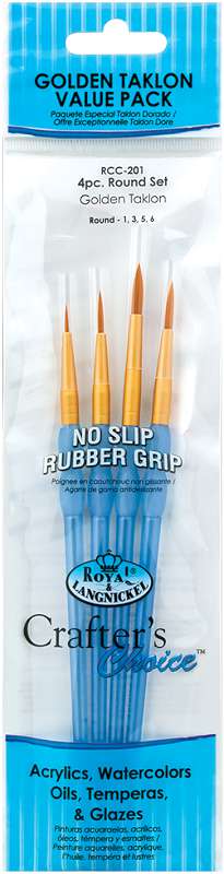 Crafter's Choice Gold Taklon Round Brush Set 4/Pkg