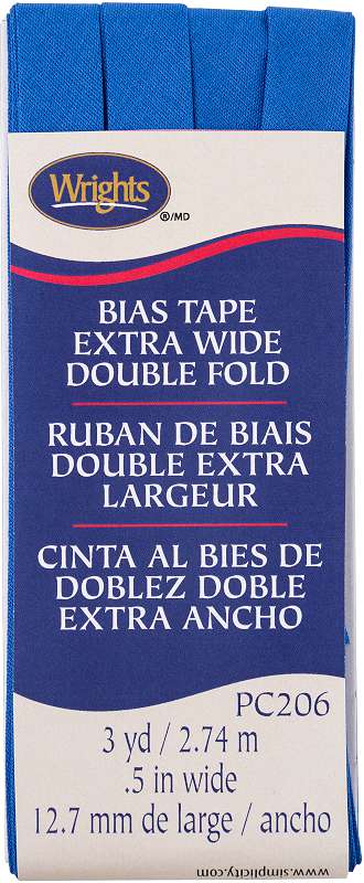 Wrights Double Fold Bias Tape 1/2"X3yd Royal