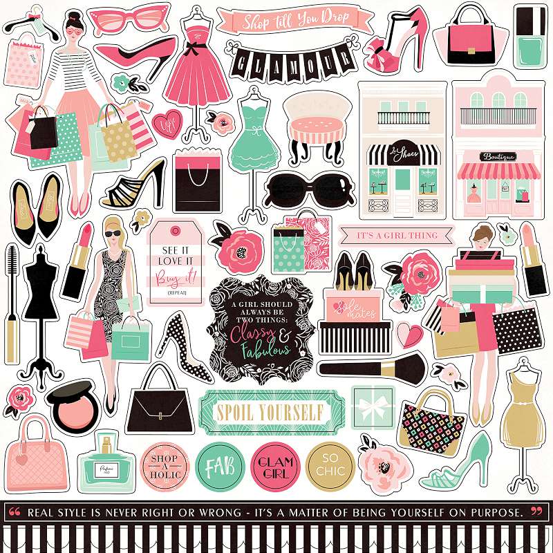 Fashionista Cardstock Stickers 12"X12" Elements