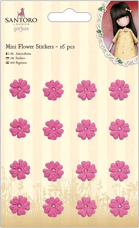 Santoro's Gorjuss Mini Flower Stickers 16/Pkg Pink