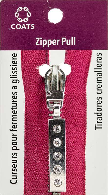 Coats Zipper Pull Silver 5 Stone Bar