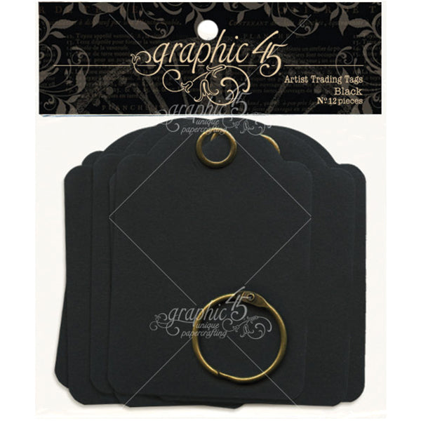 Graphic 45 Staples Artist Trading Tag Album 3.5"X2.5" Black